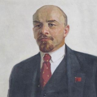 8ft 2 4M Oil Painting Lenin Portrait Socialist Realism 1960 Russian