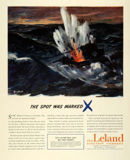 1944 Ad Leland Electrical Engineering Motor Generator German Warship