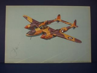 Lockheed P 38 Lightning WWII Airplane Print 1940s