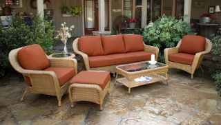 Lexington Java Wicker 5 Piece Club Chairs Set with the Rave Pine