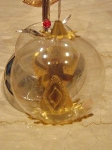 Vintage German Christmas Gold Blown Glass Ornament Resl Lenz