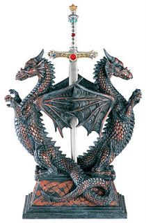 Dbl Dragon Letter Opener, C/12 H 8.5 Inches Made of PolyResin