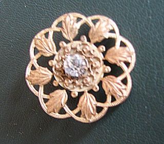Antique Button 1 1 4 Filigree Glass Stone 312