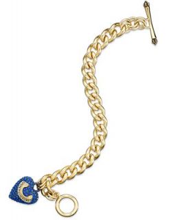 Juicy Couture Bracelet, Gold Tone Pave Heart Banner Toggle Bracelet