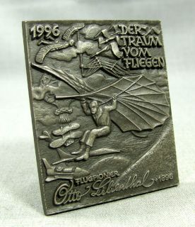 German O Lilienthal Aviation Pioneer Pewter Wall Plaque