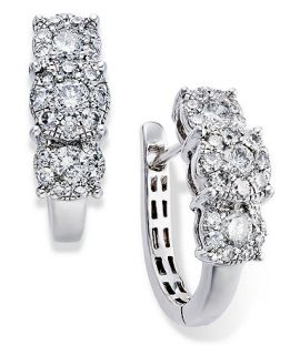 Prestige Unity Diamond Earrings, 14k White Gold 3 Stone Round Cut