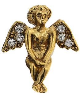 Vatican Brooch, Gold Tone Crystal Angel Pin   Fashion Jewelry
