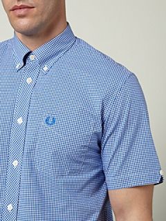 Fred Perry Short sleeve gingham shirt Blue   House of Fraser