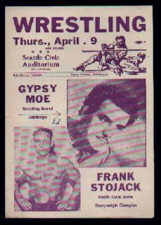 Wrestling Program 1950s Seattle Gypsy Moe Stojack