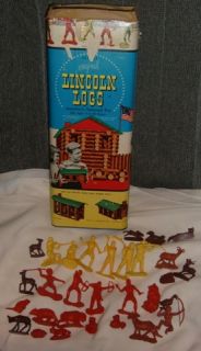 1960s Lincoln Logs Building Set 4CF 161 Pcs Complete with 30 Frontier