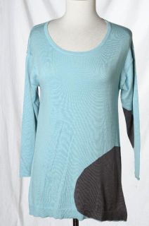 Lisa Todd New Blue Dark Grey Oversized Spots Cozy Knit Sweater Tunic