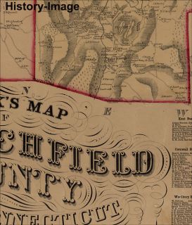 1859 Huge Wall Map Litchfield Connecticut