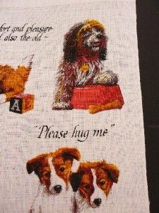Vtg Kay Dee Printed Linen Towel Puppies Unused 16 x 27