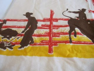 Vintage Cowboy Western Linen Table Cloth L K