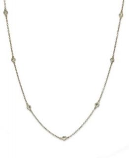Silver Necklace, 24 Cubic Zirconia Station Necklace (9/10 ct. t.w