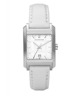 Burberry Watch, Womens White Leather Strap 25x29mm BU1576