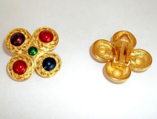 Vintage 80s Liz Claiborne Colorful Clip On Earrings Costume Jewelry