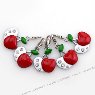 10x Wholesale Apple Charms Lobster Clip on Beads Pendants 220050 on