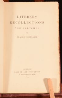 1893 Literary Recollections and Sketches Francis Espinasse First