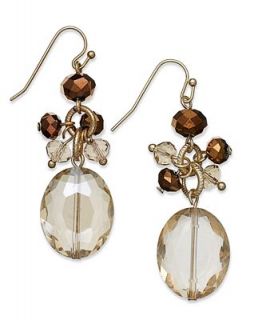 INC International Concepts Earrings, 12k Gold Plated Glass Oval Drop