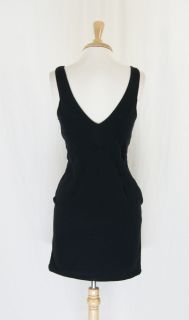 Eva Franco Knit Stretch V Neck Little Black Dress Size 4 DT672RN