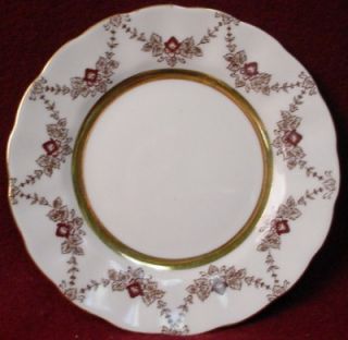 Lomonosov China Maroon Iris Pattern Bread Plate