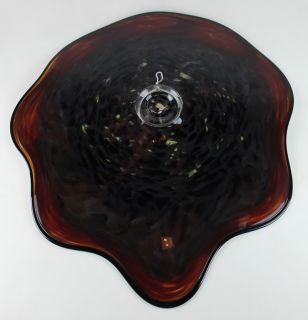 Holdman Studios Hand Blown Hot Glass Platter in Dark Burgundy Brown