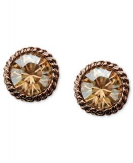 Givenchy Earrings, Brown Gold tone Light Colorado Topaz Glass Stud