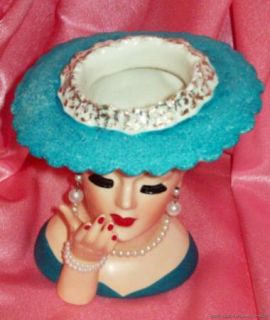 Elegant LG 6 Napco Head Vase Lana Turner Lady Headvase Paris Blue EXC