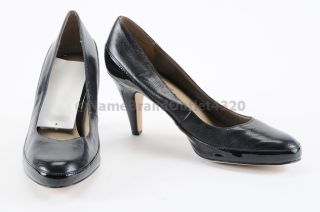 Liz Claiborne 8 M Carmen Pump Black Leather Almond Toe Heel Shoe New
