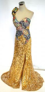 Tony Bowls $600 Gold Multi Evening Formal Gown 2