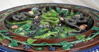 Cent Majolica Palissy 17 Wall Platter Snakes Lizards Frogs