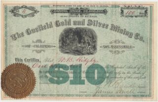 1880s Stock Garfield Gold Silver Mining Co Leadville Colorado