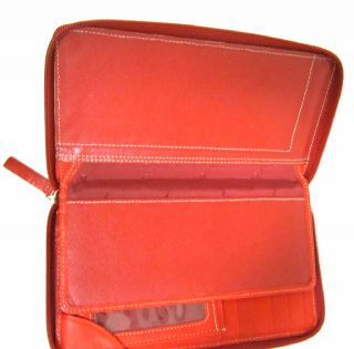 Lodis Red Leather Checkbook Zip Around Wallet ORG $85