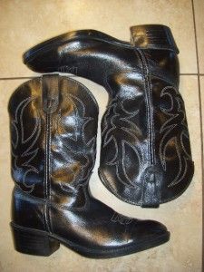 Loredo Childs Black Leather Cowboy Boots US 1 D Very Nice