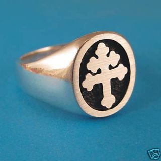 Cross of Lorraine Magnum Pi Ring Solid Sterling Silver