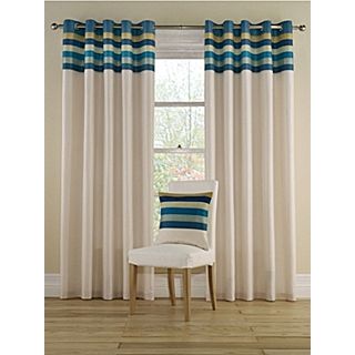 Montgomery Tropical stripe curtains in aqua   