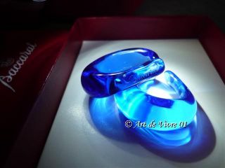 Modern Stylish BACCARAT Crystal Loop Earrings, Sapphire Blue Color