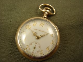 RARE Longines 18K Gold Numbers Enamel Dial Pocket Watch