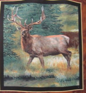 Lookout Peak Elk Pillow Panel 100% Cotton Fabric Panel Wildlife Wild
