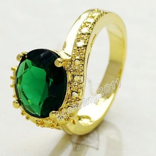 Brand Jewellery Antique Womens 18K Yellow Gold Filled 9ct Emerald
