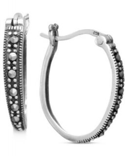 Genevieve & Grace Sterling Silver Earrings, Marcasite Inside Out Hoop