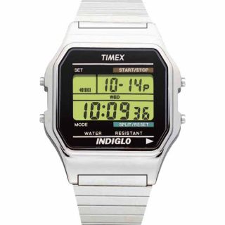 Timex Mens Digital Watch Long Band Stainless Steel Expansion Band
