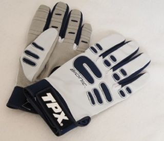 and blue Louisville BIONIC TPX padded batting gloves, size Adult XXL