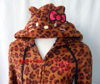 Hello Kitty Cat Face Ears Hood Plush Leopard Hoodie Jacket Halloween