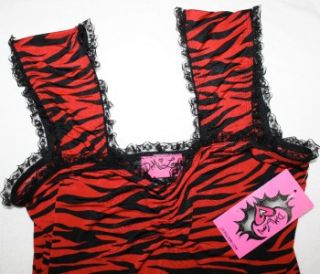 Demi Loon DIY Rockabilly Pinup Zebra Goth Vtg Red Sexy Lace Tank Top x