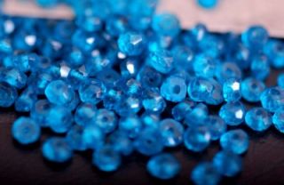 50 Pcs London Blue Topaz Faceted Rondelle Gemstone Beads 3mm S1817