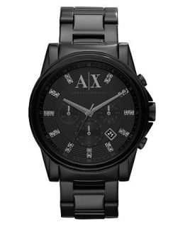 Armani Exchange Watch, Mens Chronograph Black Ion Plated
