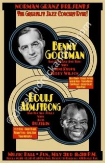 Benny Goodman Louis Armstrong 1953 Cleveland Concert Poster