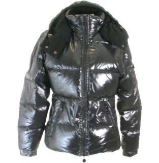 MONCLER Lucie Black Glossy Hooded Puffa Jacket
